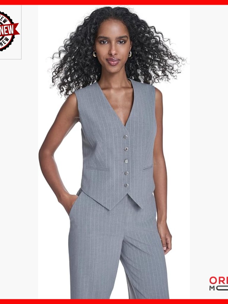 Front Button Sleeveless V Neck Vest Size 2 Polyester Rayon Spandex